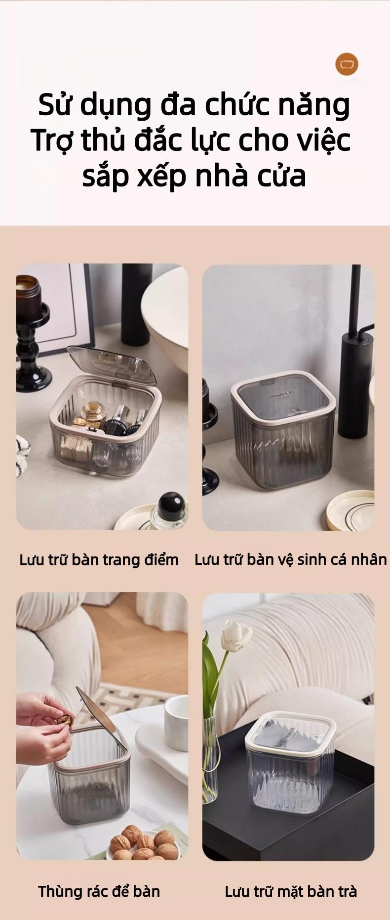 透明小号垃圾桶 桌面美学透明设计带盖方便 轻奢家用适用于家中各个角落空间 干净整洁小巧