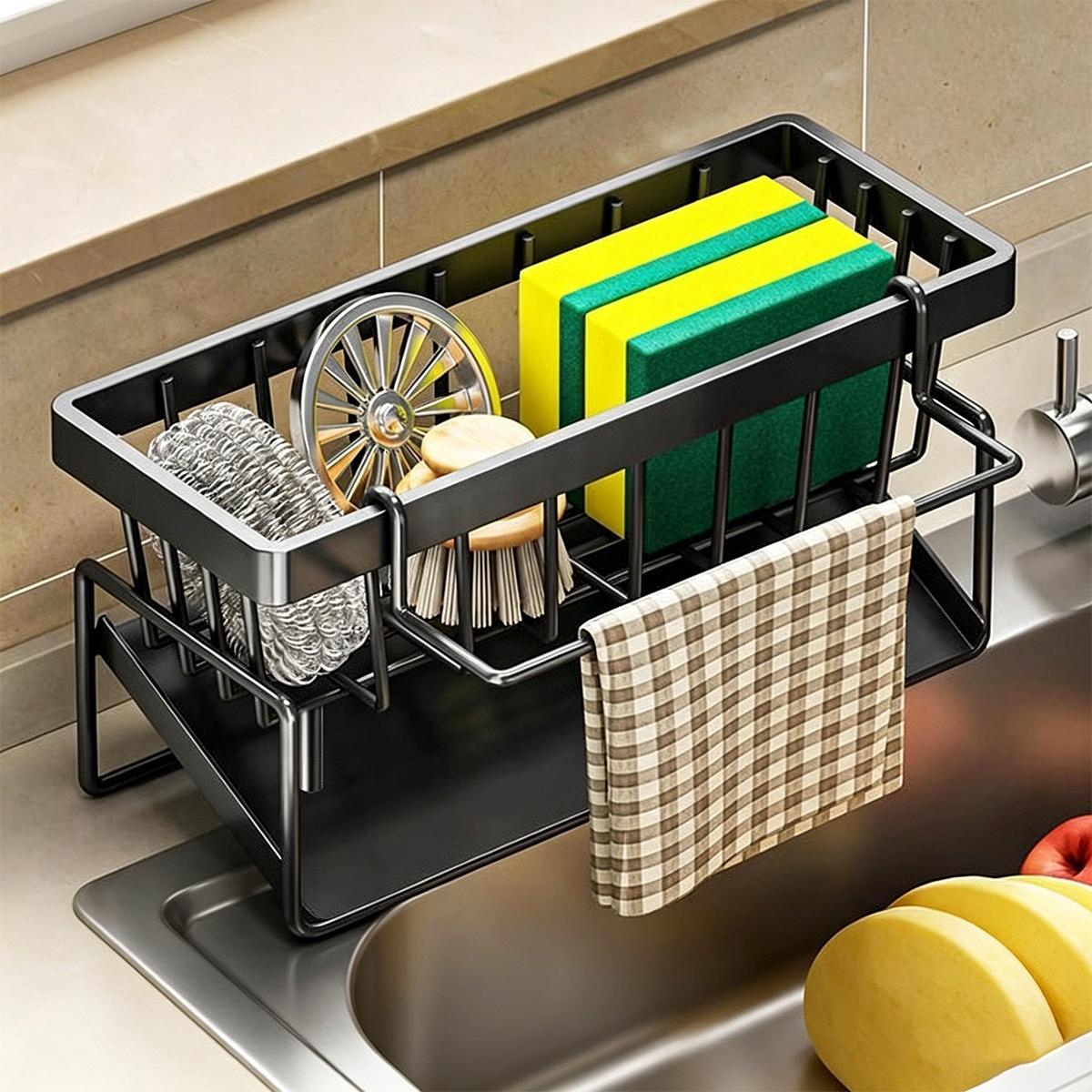 Soporte Para Esponjas De Cocina De Mesa Organizador Escurridor Para Fregadero De Drenaje Rápido Para Paños Y Fibra Hogar