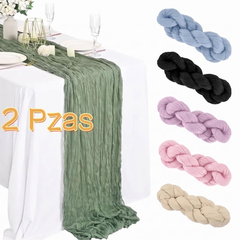 Paquete De 2 Caminos De Mesa Bohemios 90x180cm Elegantes De Gasa Mantel Decorativo Para Bodas Fiestas Y Cenas Románticas