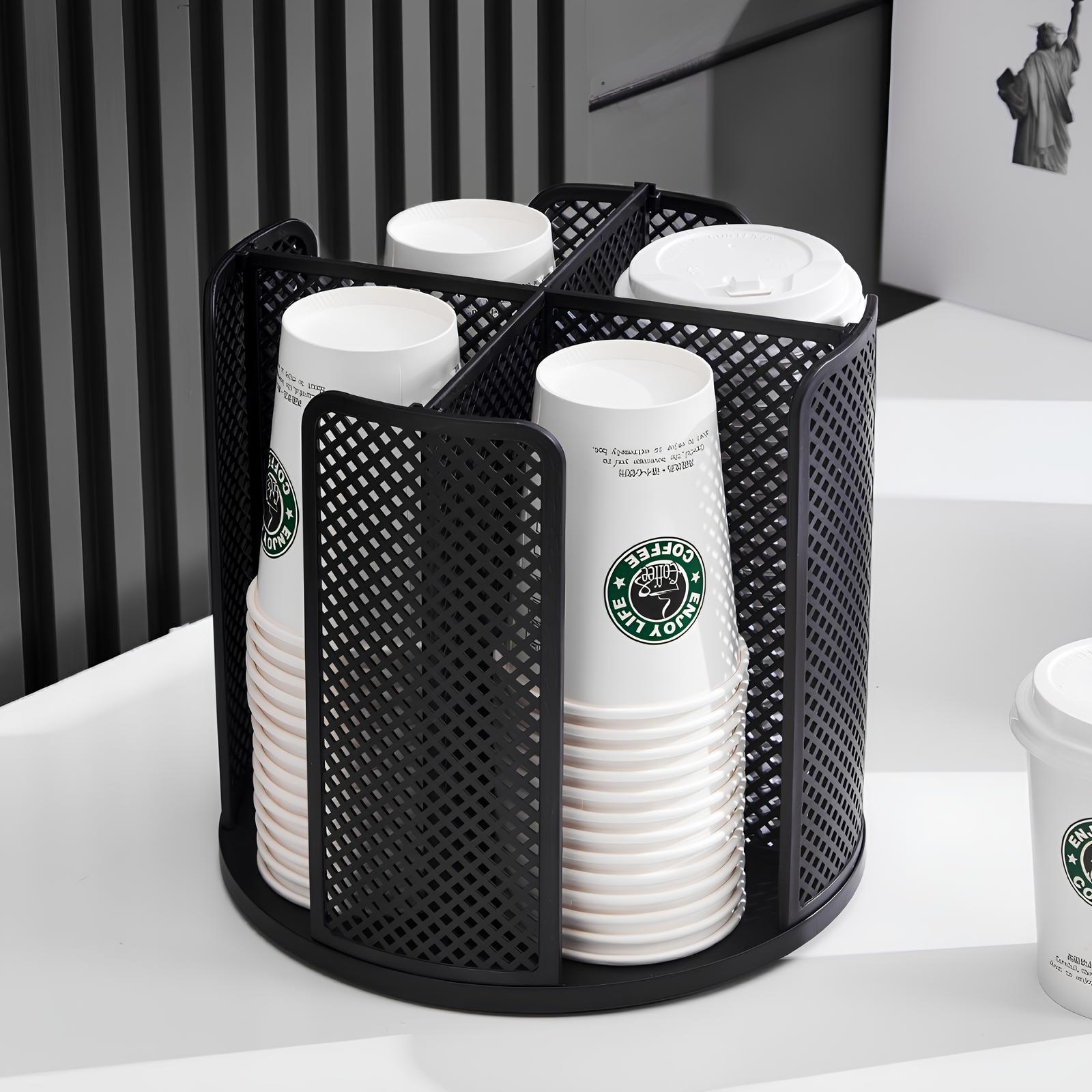 Desktop Rotary Grid Disposable Paper Cup Holder Plastic Multifunctional Storage Rack Cosmetics Rack Seasoning Rack Kitchen Organiser 360° Rotatable 1-Layer Food & Beverage 5-10 kg Capacity
