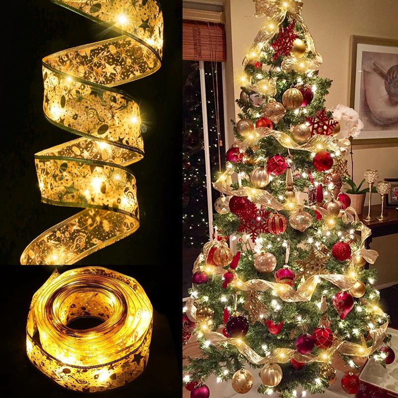 AA Battery Powered Christmas Ribbon Fairy Lights for Tree Decoration and Garden Ornaments