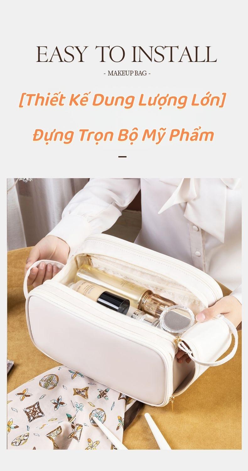 旅行化妆包大容量PU防水多隔层设计多功能便携收纳包化妆品收纳袋适用于旅行和科学收纳