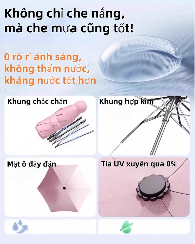 胶囊伞 防紫外线认证 8层结构不透光 防风性好 单手操作便捷 防晒解决方案 UPF50+ 有效防护