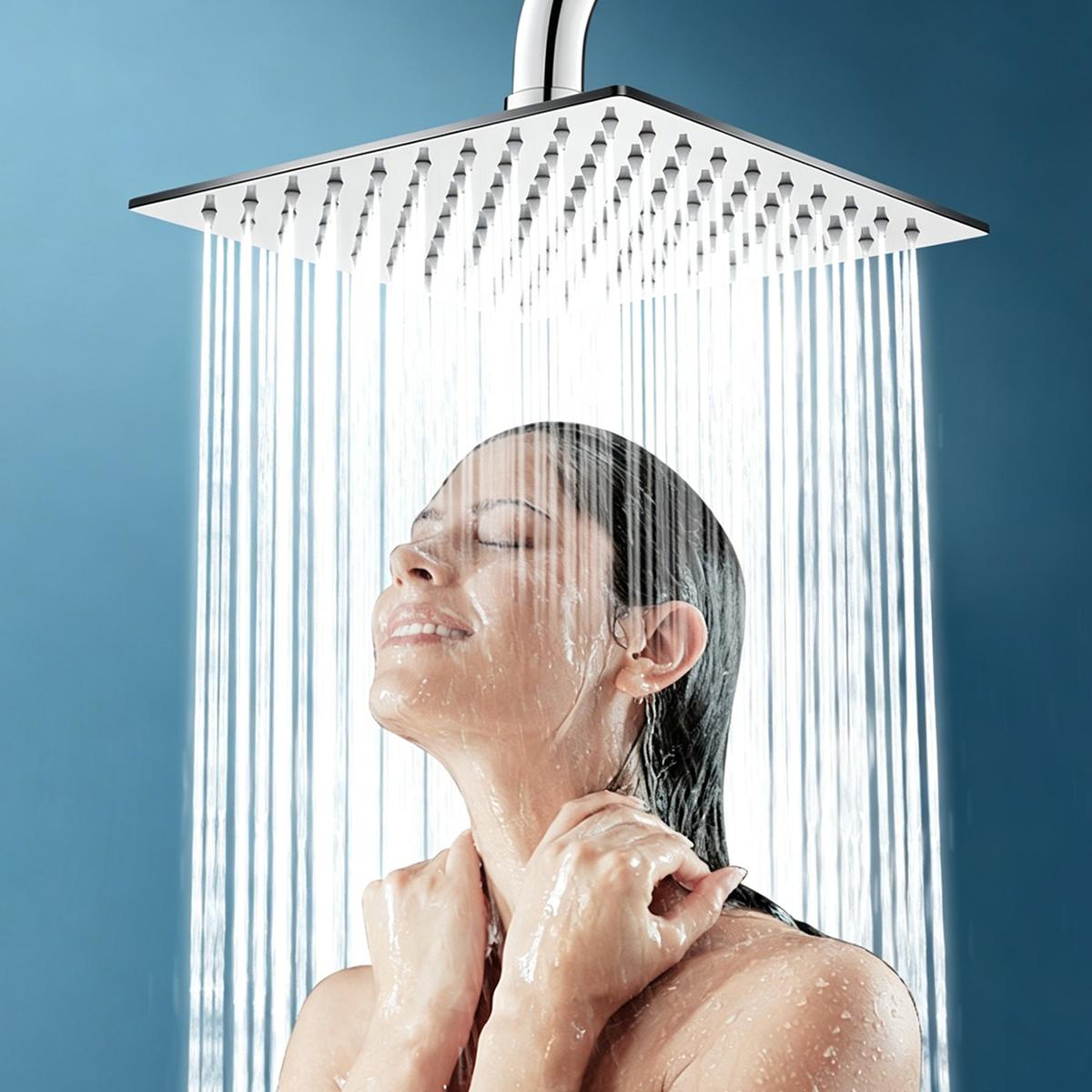 Regadera Cuadrada 20x20 Acero Inoxidable 304 Cromada Alta Presión Tipo Lluvia 100 Jets Antisarro Anticorrosión Regalo Elegante para Baño Moderno