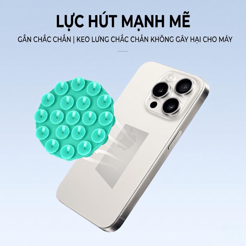 Phone Holder Double-Sided Silicone Vacuum Suction Pad, Super Sticky Anti-Drop for Bathroom Mirror Glass