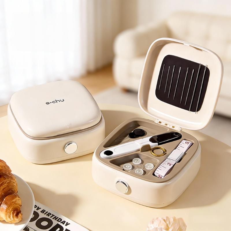 Smart Needle and Thread Storage - Magnetic Safe Compartment, Fixed Slots, Scissors, Ruler, Needle Threader for Sewing Repair