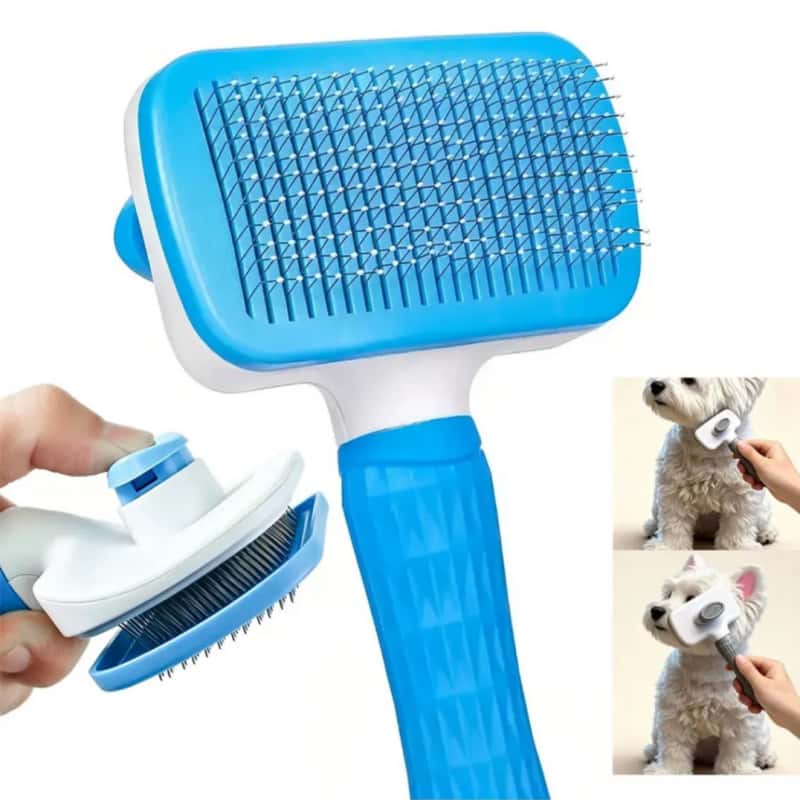 Cepillo Autolimpiable Para Perros Y Gatos Quita Pelos Mascota Cerdas De Acero Inoxidable Con Masaje Pelo Largo Y Corto