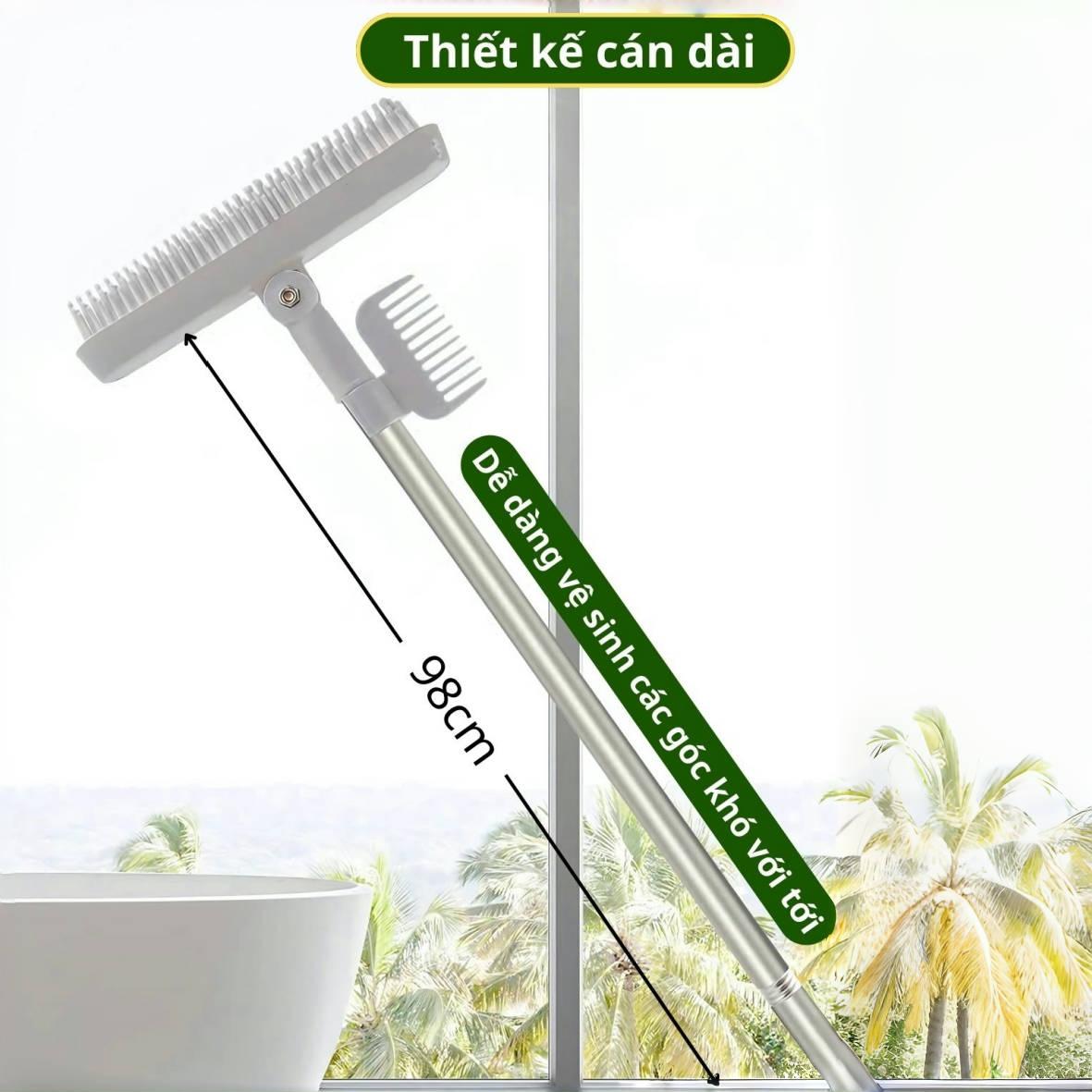 2-in-1 Bathroom Floor Scrubber and Squeegee, Multipurpose for Sweeping Water and Cleaning Toilet