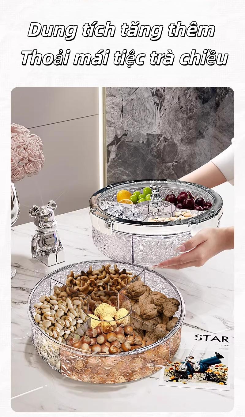 春节糖果干果收纳盒多格分格带盖防尘密封防潮家庭用零食盘保鲜盒葵花籽各种干果坚果盒