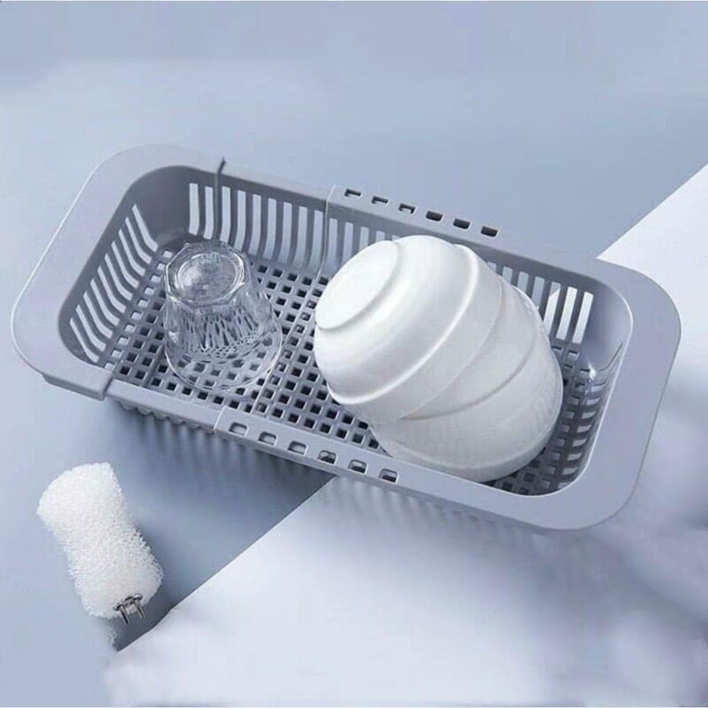 可伸缩水槽沥水篮/厨房置物架 – 加厚设计,适用于水果、蔬菜和碗碟餐具收纳;理想用于清洗和沥水