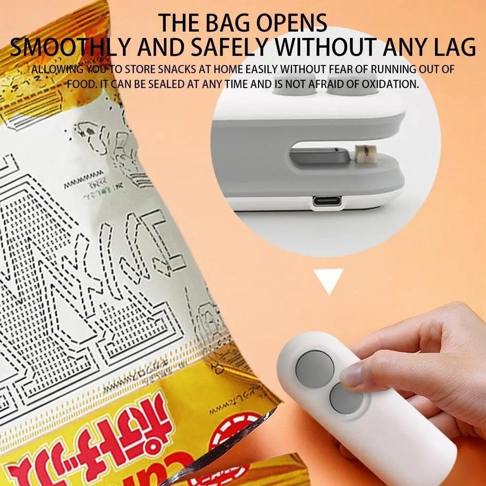 USB充电式二合一多功能热封口机 带切割器 适用于塑料袋封口 家用食品真空包装封口器