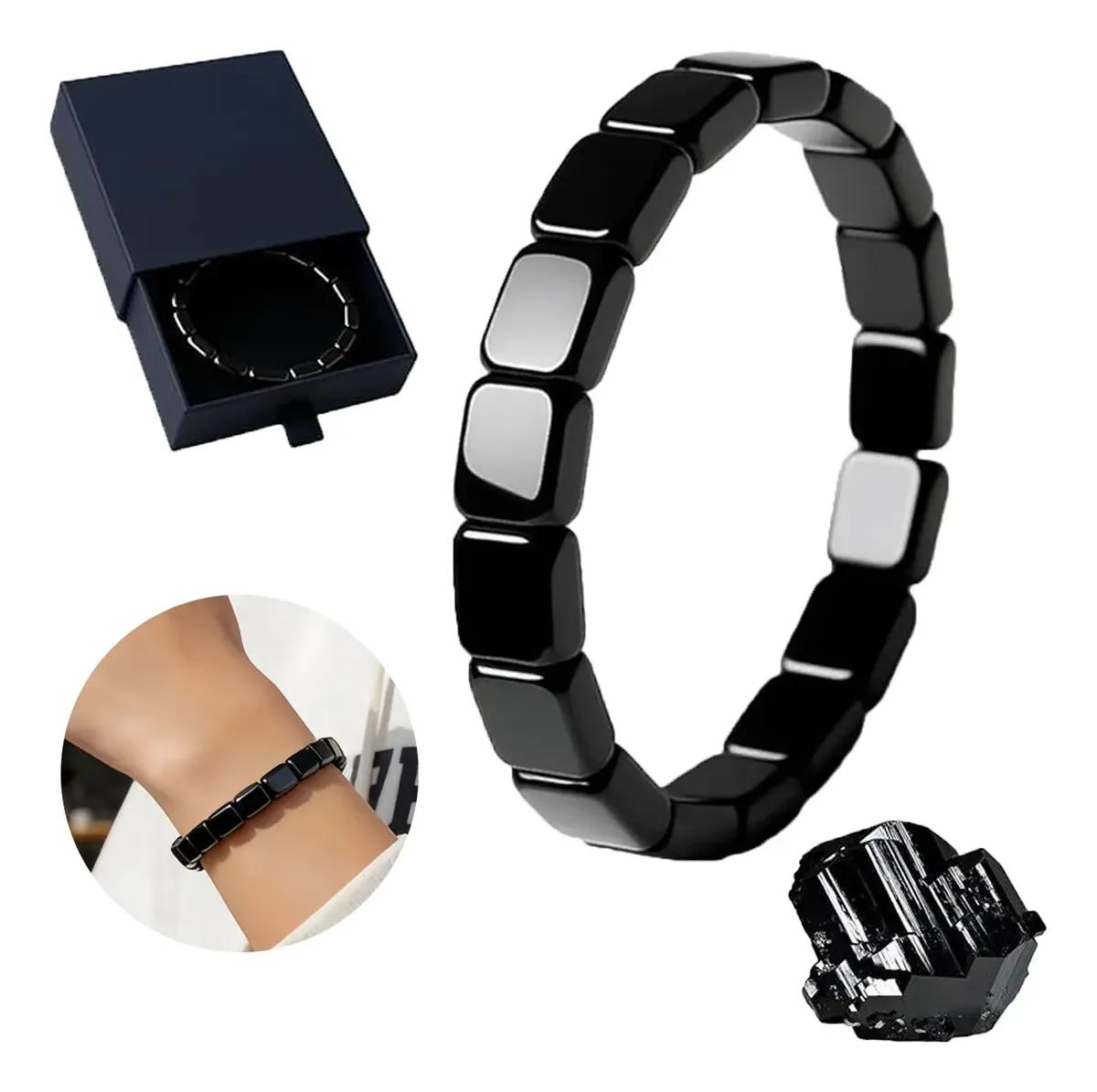 Pulsera Elástica De Piedra Hematita Natural Cuentas Cuadradas Para Hombre Y Mujer Accesorio Energético Regalo Talla Única