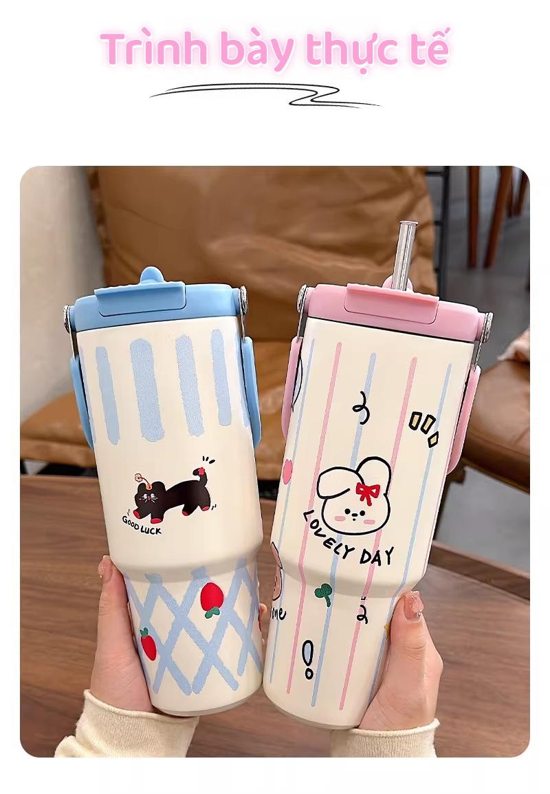 316不锈钢保温杯900ML多功能七层隔热防腐蚀大口径易清洗带独立吸管盖健康安全