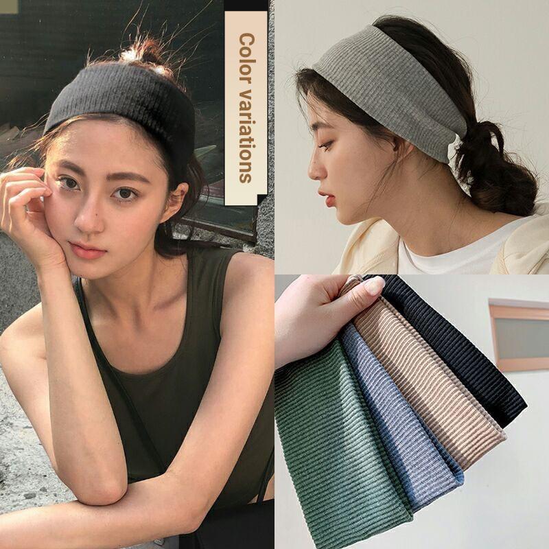 Soft Stretchy Sports Headband Lightweight Elastic Hair Band for Running Workout Gym Yoga 18x9cm Premium Knit Material All Seasons