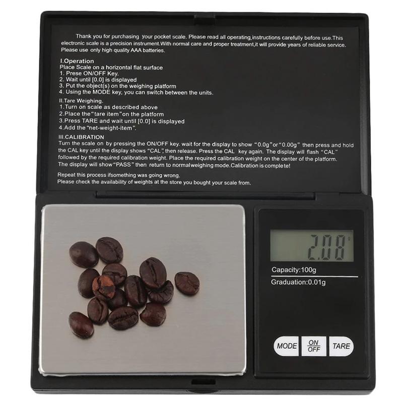 Digital Kitchen Scale 500g x 0.01g with Stainless Steel Platform and Easy to Read LCD Display