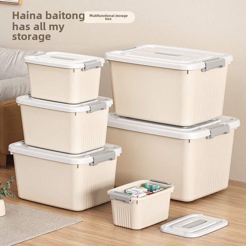 Plastic Storage Box 6 Sukat Airtight Dustproof Moisture-Proof Handle Transparent Pang Damit Libro Laruan Pagkain Gamot