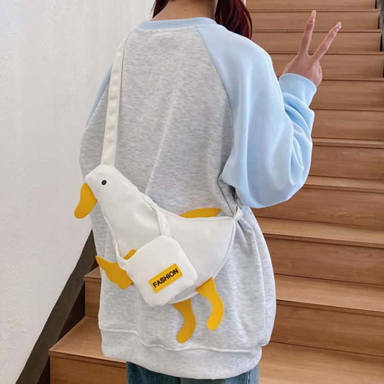 Bolso Bandolera Para Mujer De Pato 3D Bolso De Hombro Divertido Pechera Impermeable Con Mini Bolsillo Frontal Y Correa