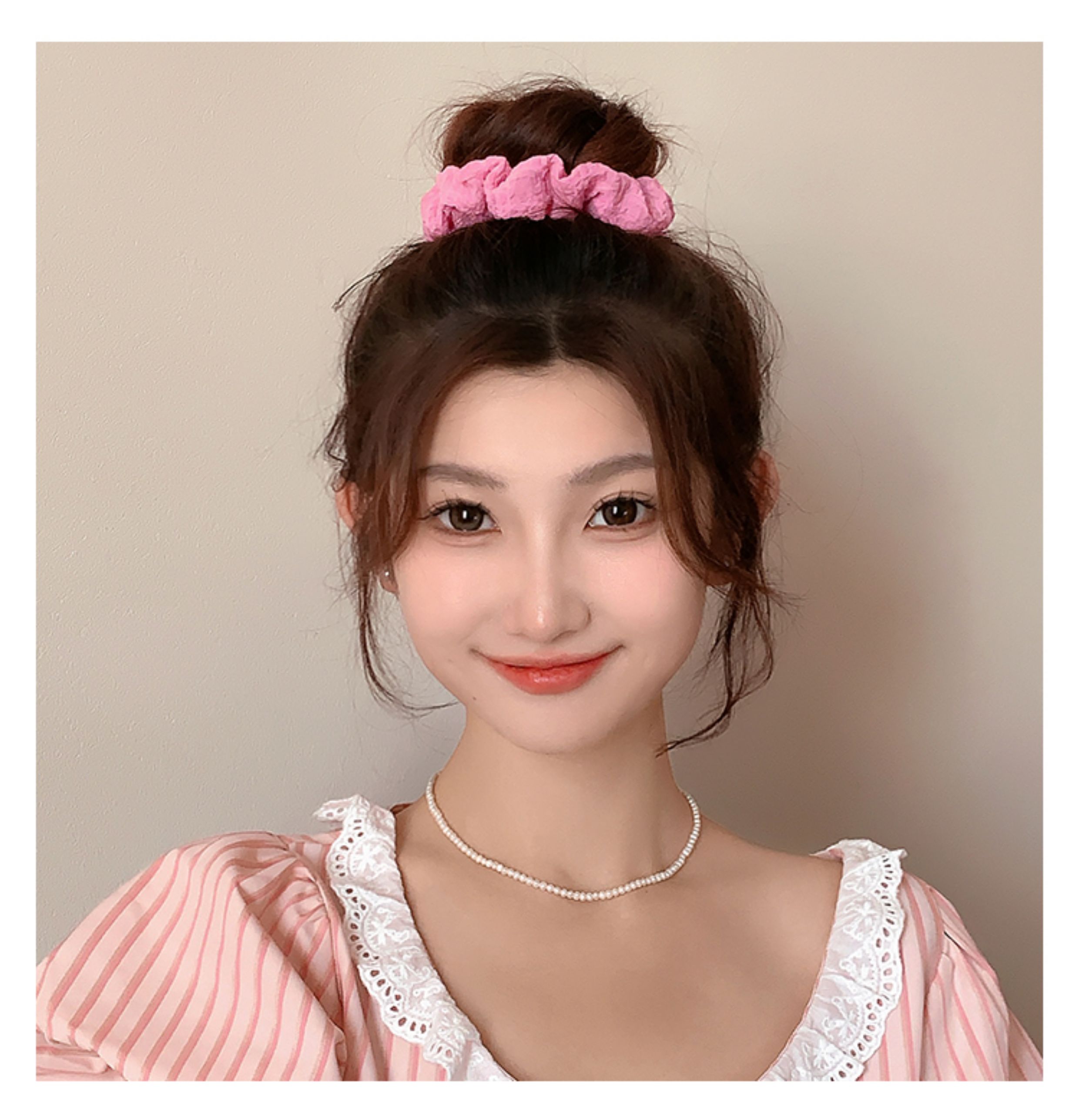 Scrunchie大号大肠发圈丸子头盘发手腕发圈优雅气质减龄学生通勤上班逛街适合佩戴