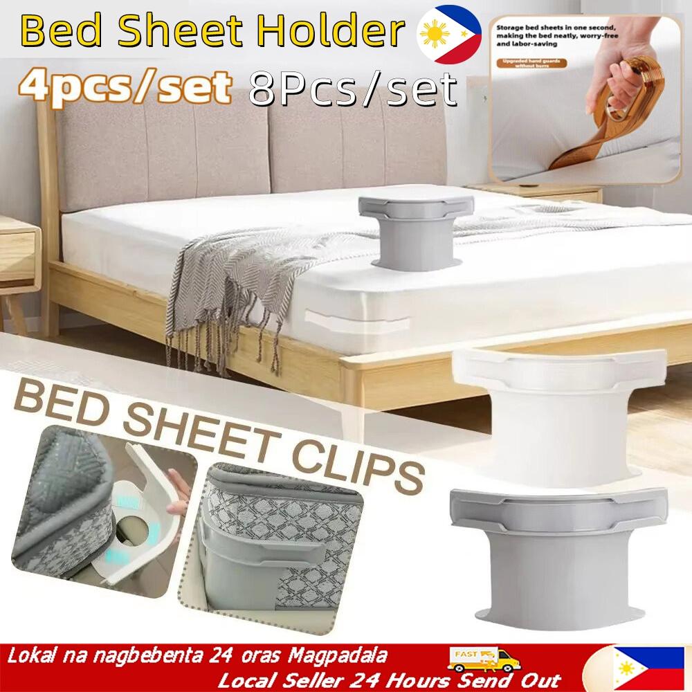 4pcs Bed Sheet Clips With Lock Strip Invisible Bed Cover Fixer Fastener Pinless Sheet Holder