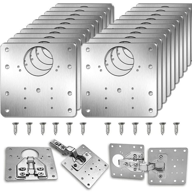 【COD & In Stock】 Stainless Steel Hinge Repair Plate Kit (Screws Included) – Heavy-Duty Cabinet Door & Wardrobe Hinge Repair Bracket, Furniture Hardware