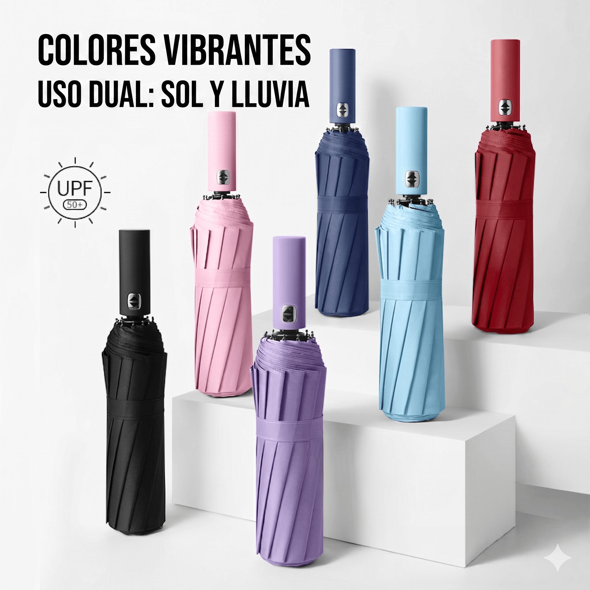 Paraguas Automático 24 Armazones Sombrilla Filtro UV UPF50+ Antiviento Plegable Grande Para Dos Personas Sol Y Lluvia