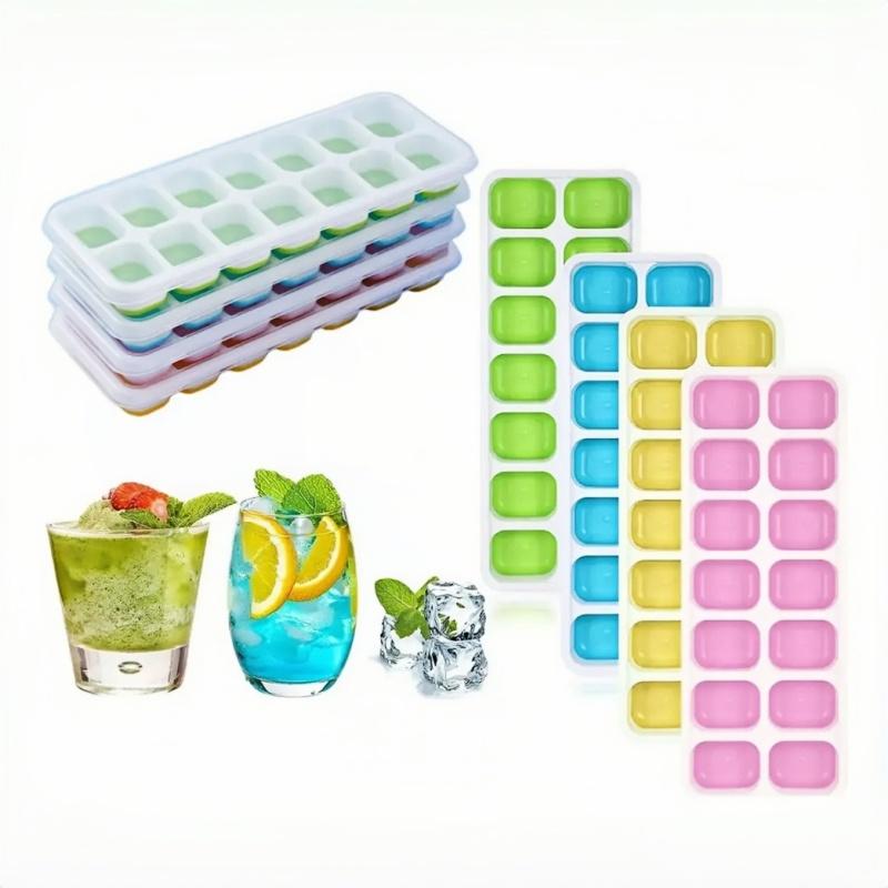 Bandeja Para Cubitos De Hielo Con 14 Cavidades Molde Flexible Con Tapa Para Bebidas Cócteles Y Papillas De Bebé Cocina