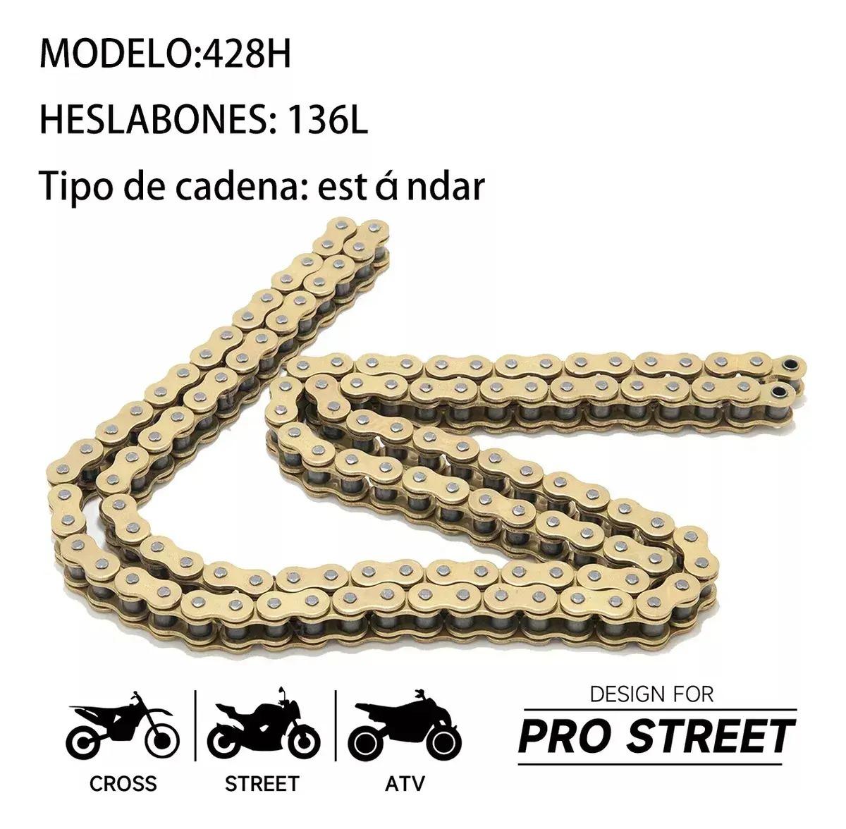 Cadena Para Moto Reforzada 428H X 136L Dorada De Alta Resistencia Cadena De Transmisión Y Tracción Para Motocicleta Y Cross