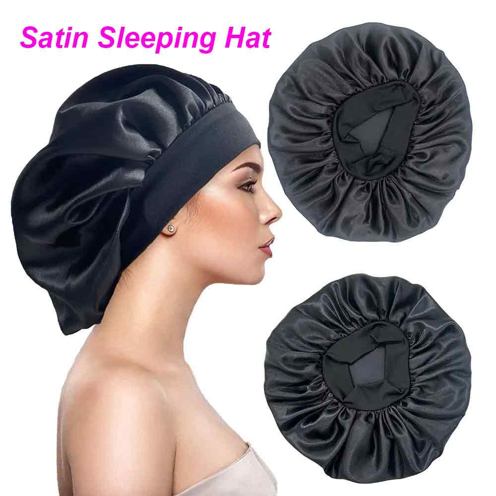 Satin Night Cap for Women Solid Color Sleeping Cap with Adjustable Fit and Breathable Fabric for Hair Care