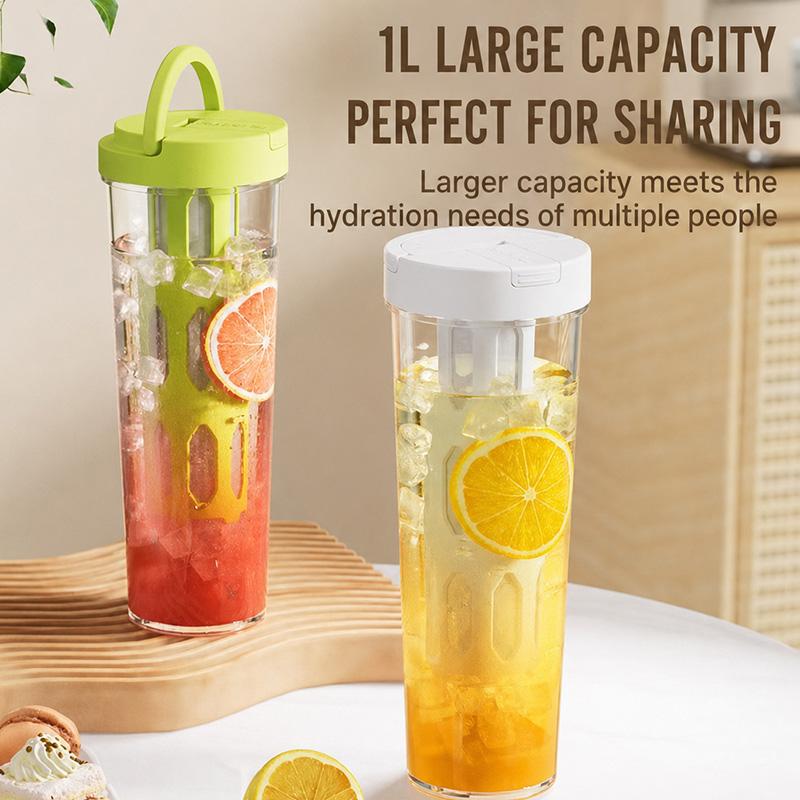 【Top Seller】1L Portable Cold Brew Coffee Maker with Handle – 1000ml Large-Capacity Iced Tea Pitcher & Fruit Infuser – Leak-Proof, Airtight Espresso Filter Carafe