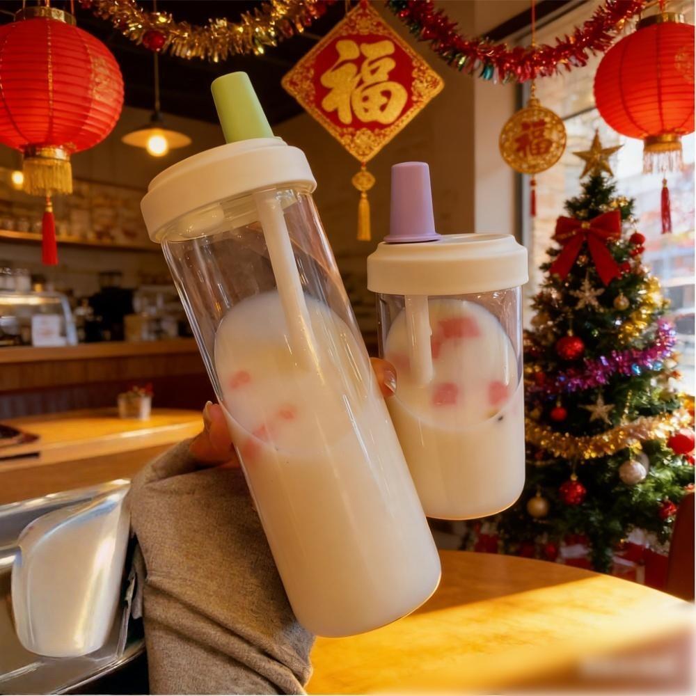 吸管杯 500ml/850ml 带吸管水杯 大容量 高颜值 便携茶杯 食品级PC 白色/紫色/粉色/绿色 -20-120度 硅胶随行杯 可重复使用 可清洗