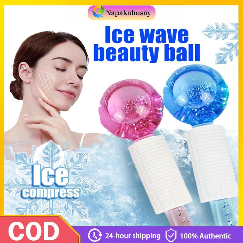 2Pcs Beauty Ice Hockey Glasses Crystal Ball Energy Face Eye Massager Roller Wave Ice Globes