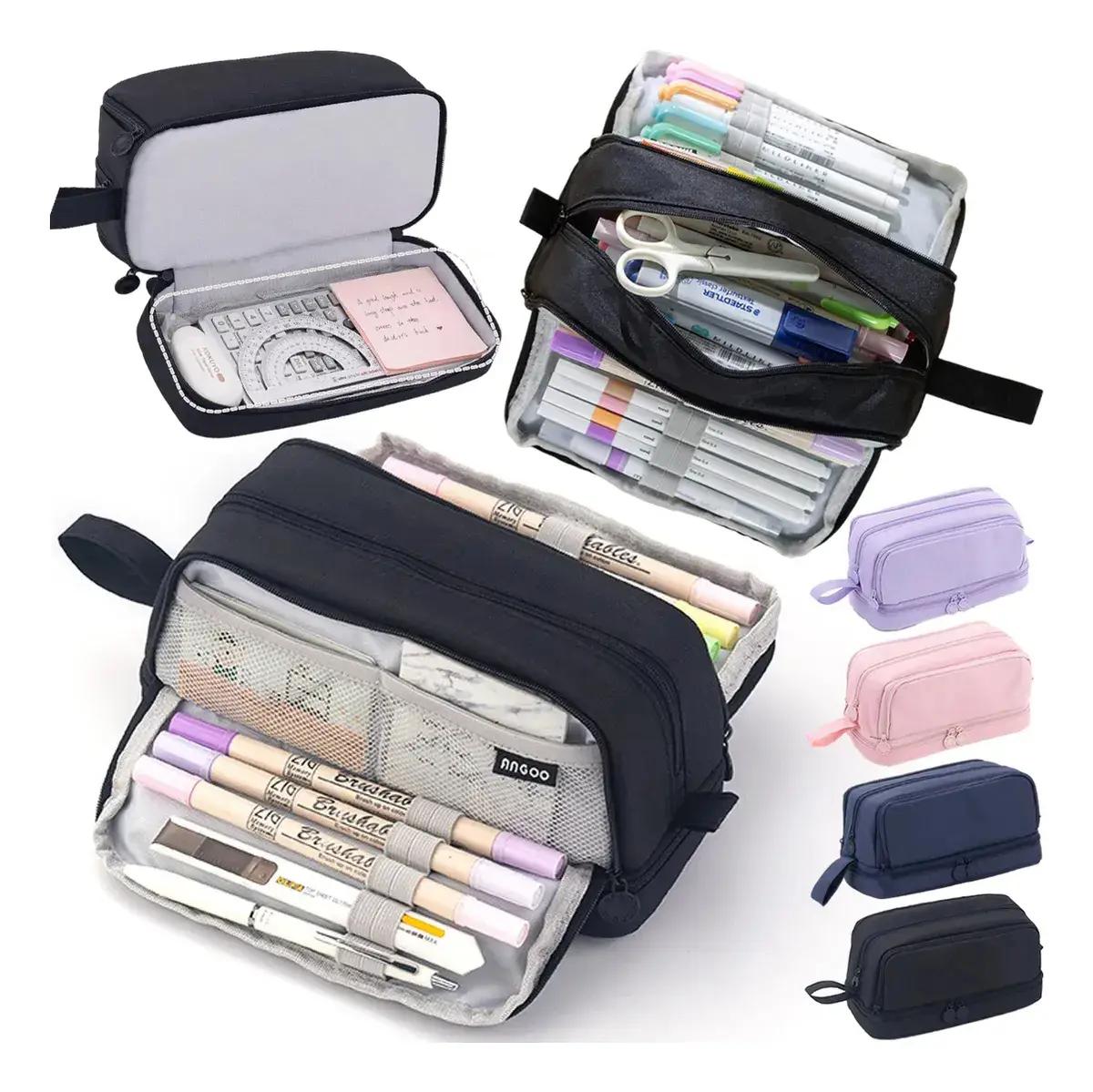 Lapicera Estuche Para Lápices 4 Capas Gran Capacidad Organizador Escolar Con Cierre Cosmetiquera Para Plumones Y Oficina