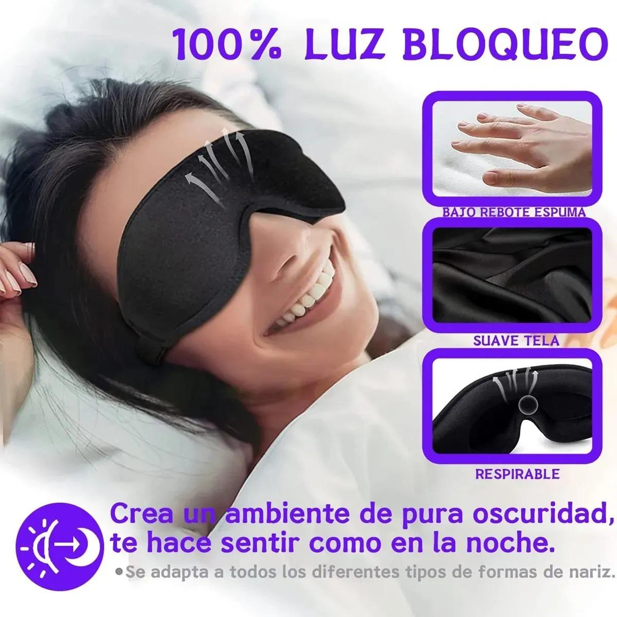 3D睡眠眼罩100%全遮光透气人体工学配耳塞旅行午休