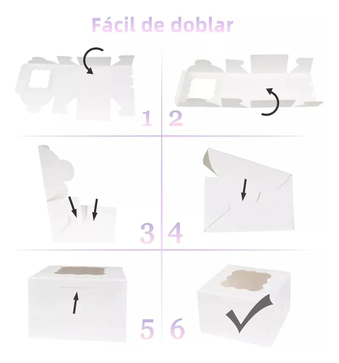 100个带窗蛋糕盒 10x10x6.5cm 卡纸盒附标签 适用于甜点 甜甜圈 曲奇 烘焙糕点