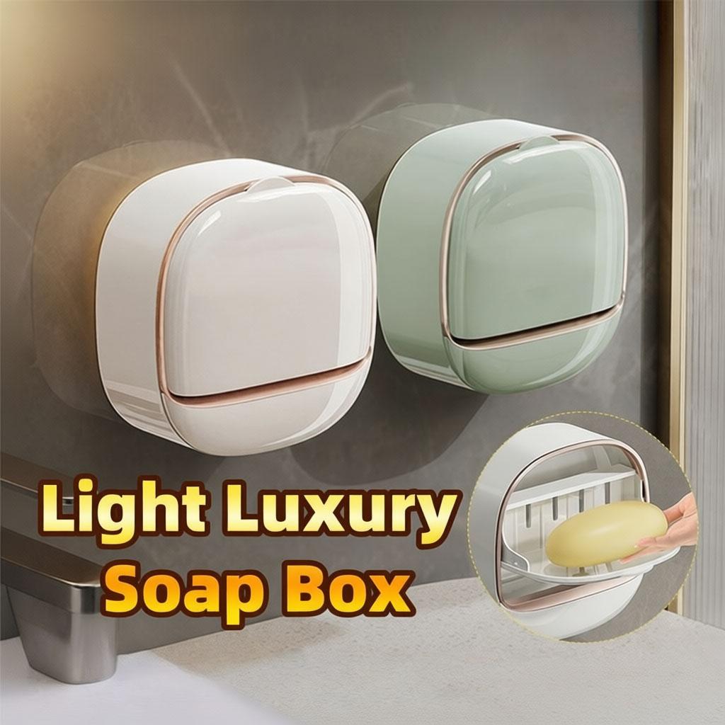 Light Luxury Soap Box Wall Mounted Punch-free Soap Holder Organizer for Bathroom Accessories Easy Installation Space-saving Design