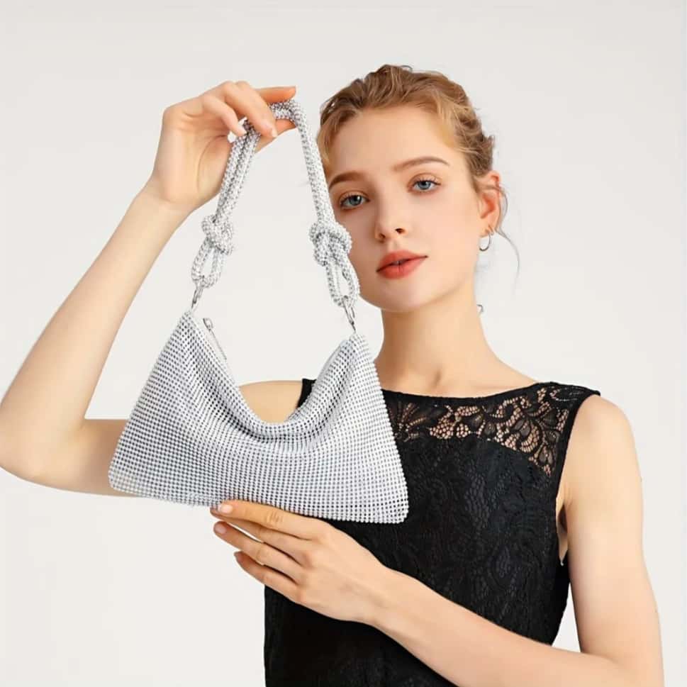 Bolso De Noche Para Mujer Con Diamantes De Imitación Y Pedrería Bolso De Mano Con Nudo Para Fiestas Bodas Gala Y Cóctel