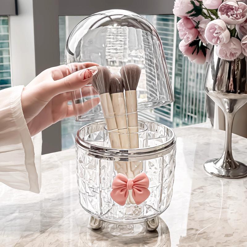 Dustproof Brush Holder Clear Premium Plastic Scratch-Resistant Stable Base for Bedroom Bathroom & Travel