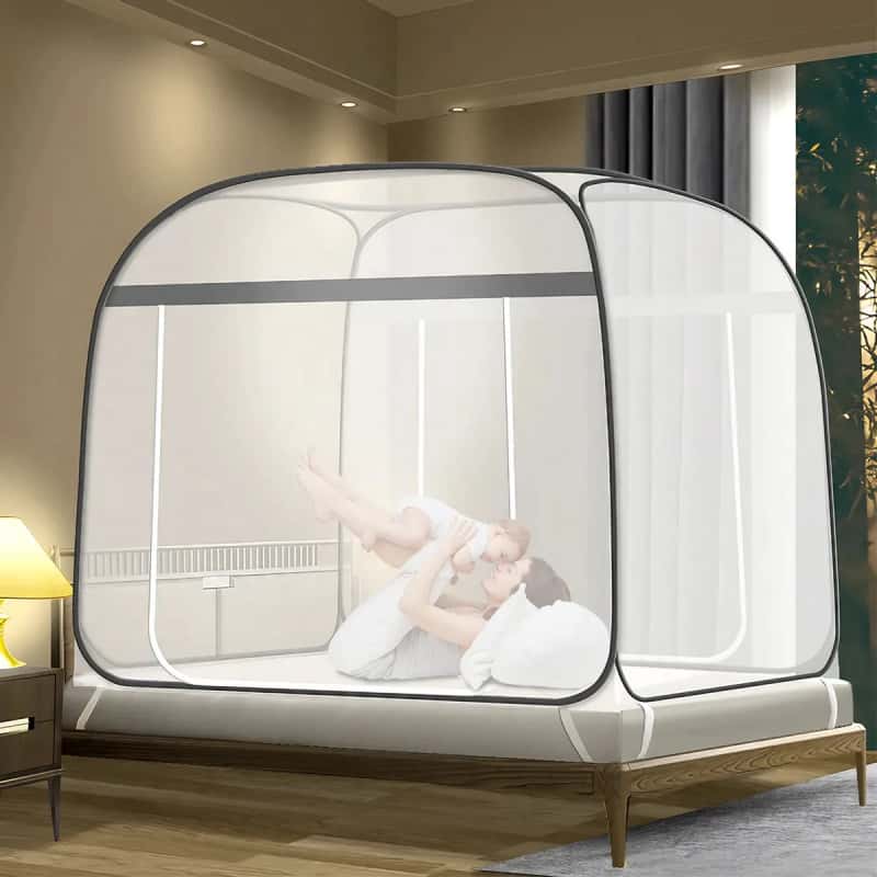Mosquitero Para Cama 1.8x2m Plegable Con 2 Puertas Y Cremallera Malla Anti Insectos Portátil Para Hogar Y Camping