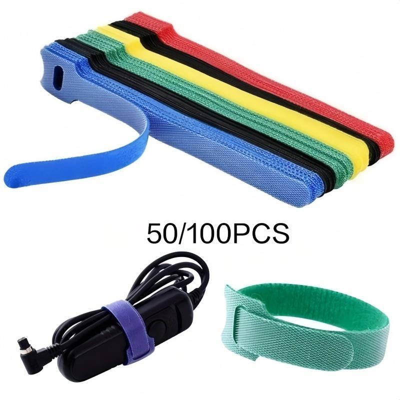 【Ready Stock】50/100Pcs Reusable Cable Organizer Ties Velcro Strap Adjustable Hook and Loop Tape Cord Wire Holder for Charger Management Neat Office Home