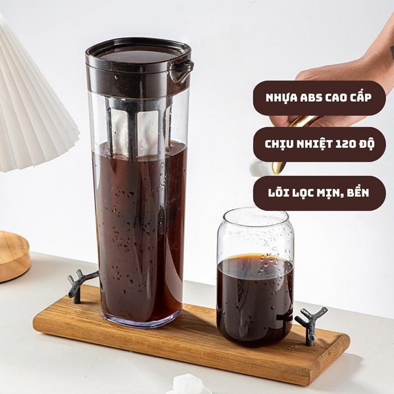 Cold Brew Pitcher, Premium Food-Grade Odorless ABS Plastic, Family Size, Fine Filter Preserves Full Flavor, 1.1L