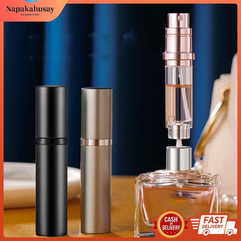 5ml Portable Mini Refillable Perfume Bottle - Spray Scent Pump - Empty Cosmetic Containers - Atomizer Metal Split Tin Organiser Canister