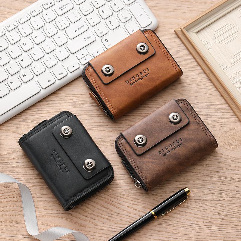 Large Capacity Men's Simple Short Style PU Leather Wallet Multi Card Case Foldable Cash Wallet