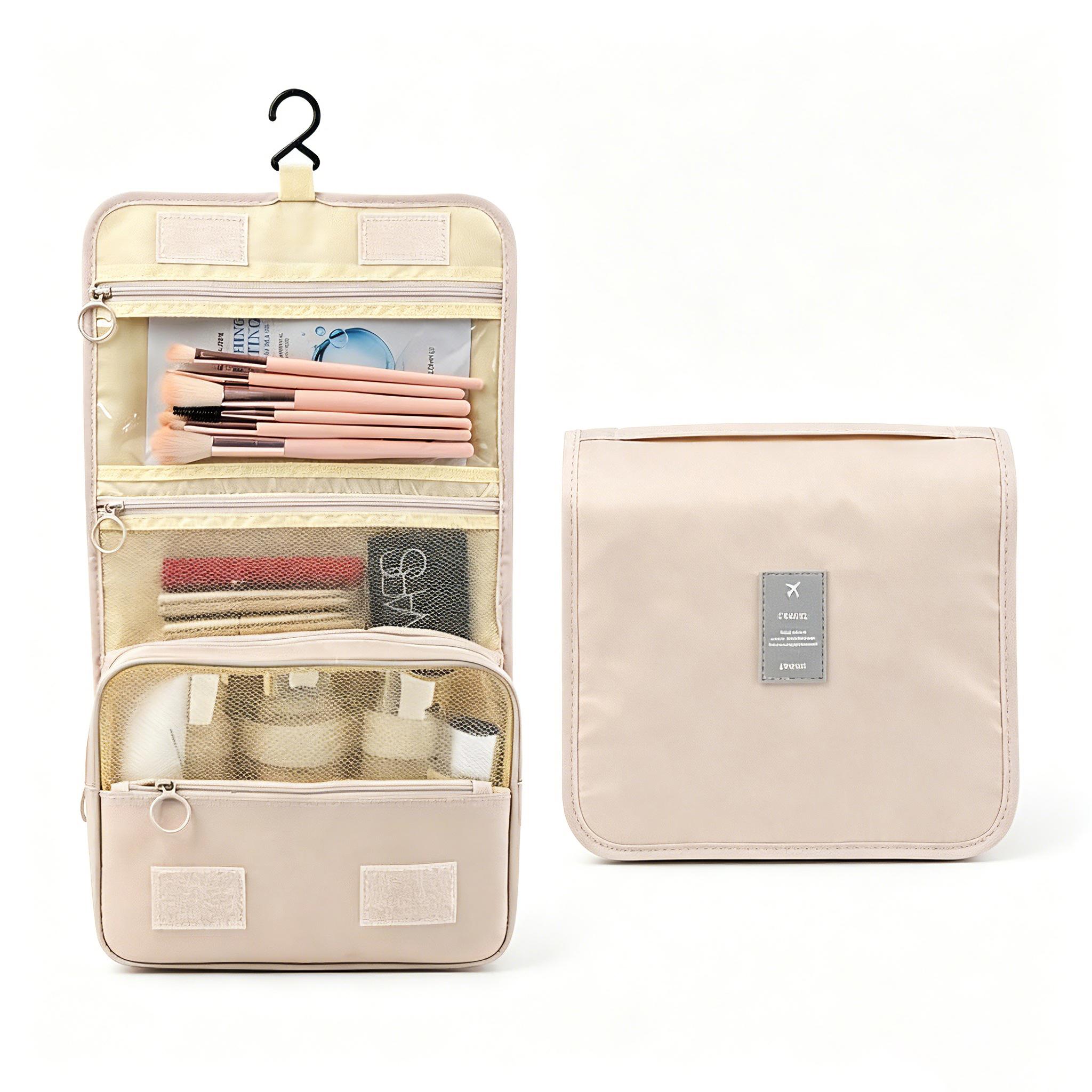 Cosmetiquera De Viaje Con Gancho Colgante Gran Capacidad Bolsa Impermeable Para Maquillaje Y Artículos De Aseo Portátil