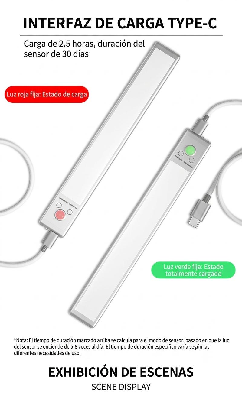 LED橱柜灯人体感应灯USB充电磁吸无线厨房衣柜衣帽间灯