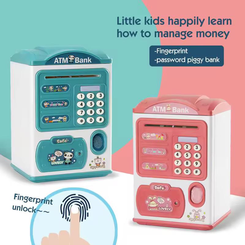Kids Fingerprint ATM Bank Money Saving Box Password Intelligent Bank Safe Box Piggy Houset Save Box