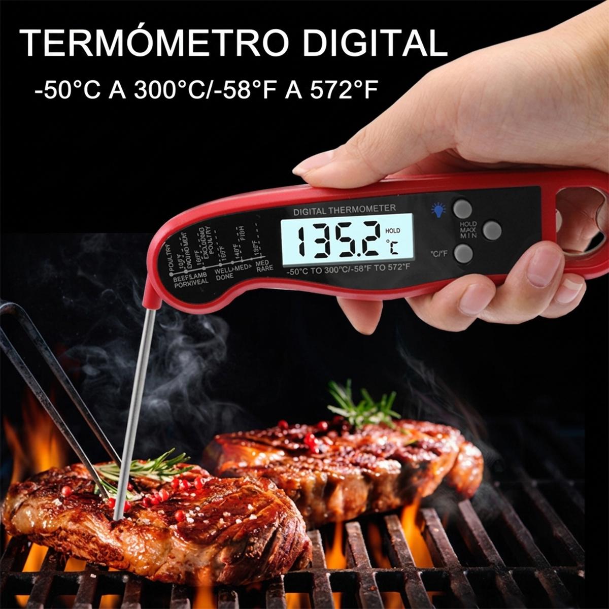 Termómetro Digital Para Carne Asada Cocina Impermeable Termómetro De Lectura Instantánea Con Sonda Plegable Para BBQ