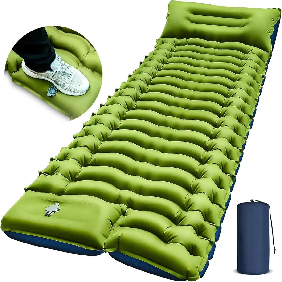 Colchón Inflable Individual Acampar Colchoneta Portátil Camping Con Bomba De Pie Inflado Rápido Compacto Cama Exterior Jardín