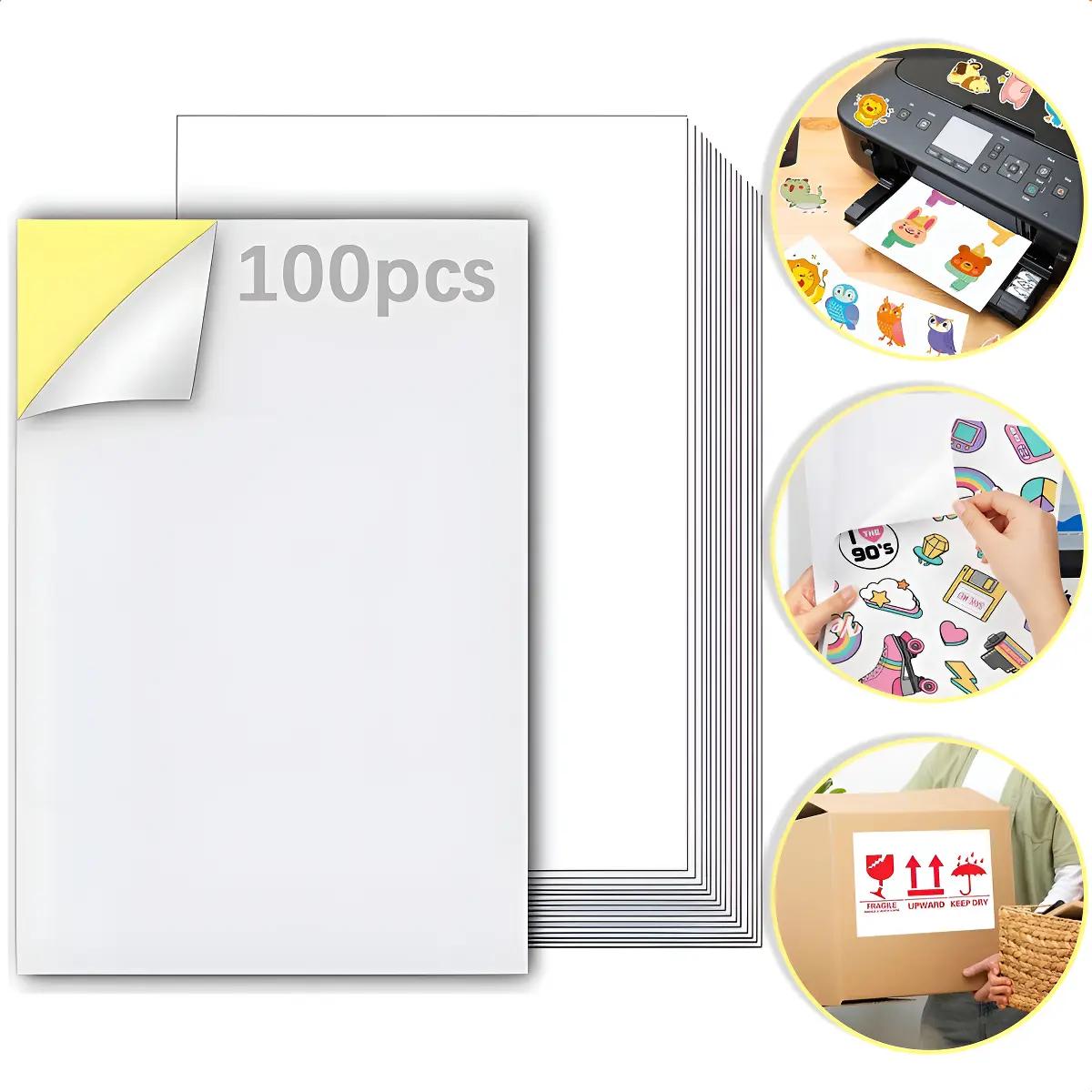Papel Autoadherible A4 Brillante 100 Hojas Papel Adhesivo Para Imprimir Etiquetas Stickers Y Calcomanías Inkjet Y Láser