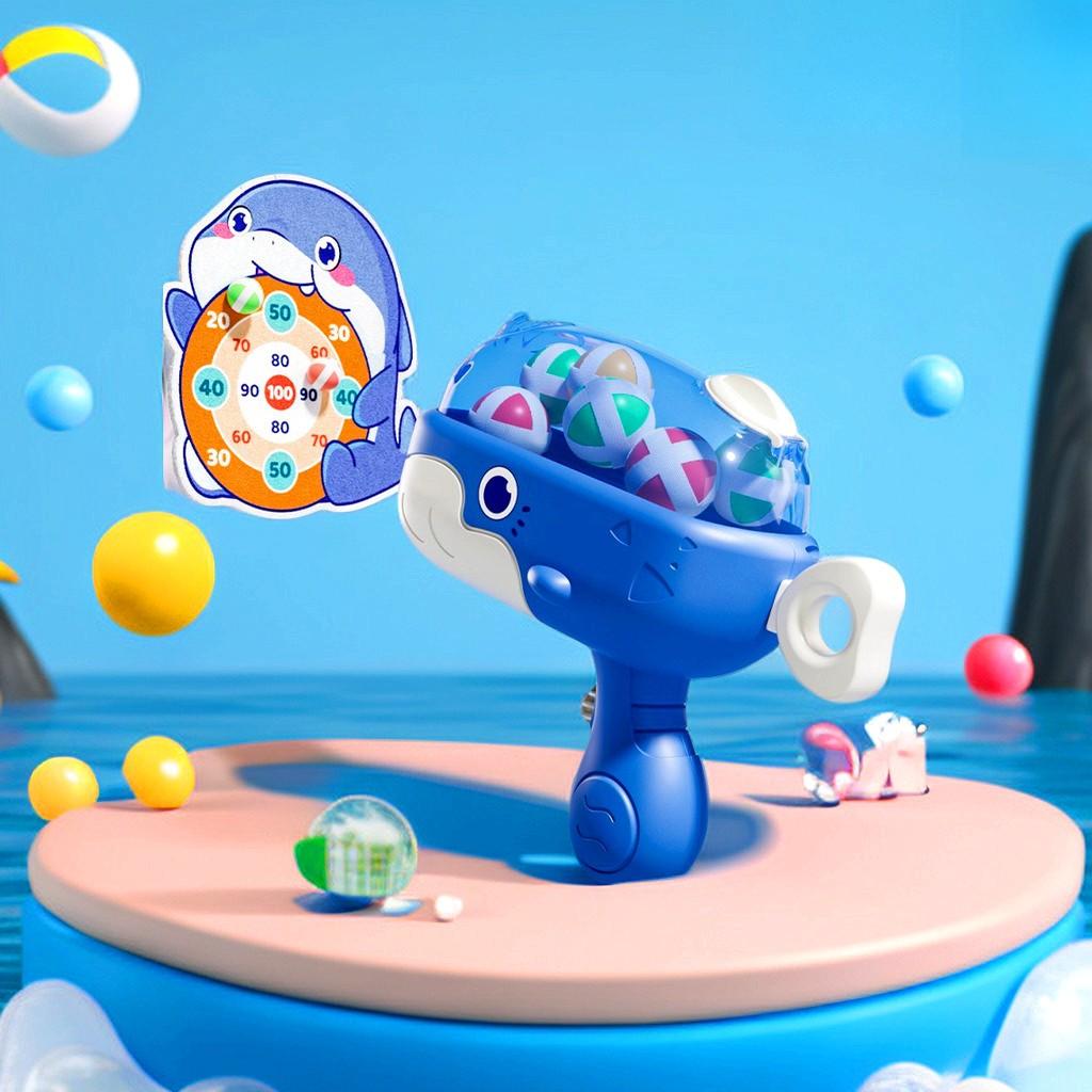 Whale Ball Gun Shooting Interactive Game for Kids - Outdoor Toy with Sticky Targets