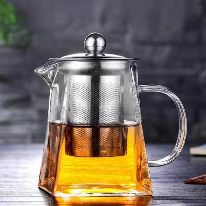 耐热玻璃过滤茶壶 内置不锈钢滤芯 快速泡茶 多功能花草茶壶 办公室 茶爱好者适用